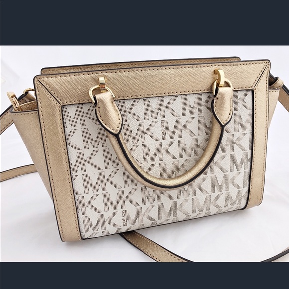 Michael Kors Tina Small Top Zip Crossbody Gold - Picture 4 of 8